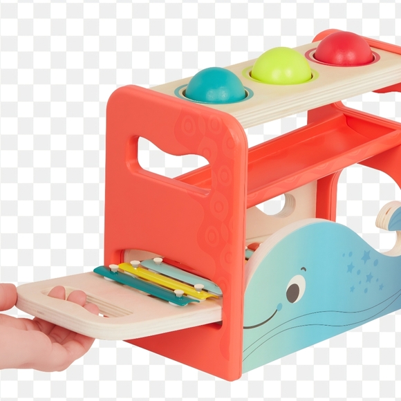 New Wooden Whale Pounding Bench & Xylophone Musical Toy with Mallet & Balls - Picture 3 of 6